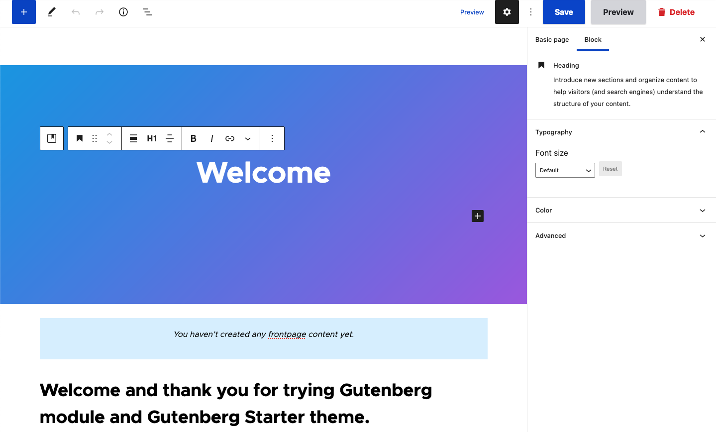 Gutenberg editor UI